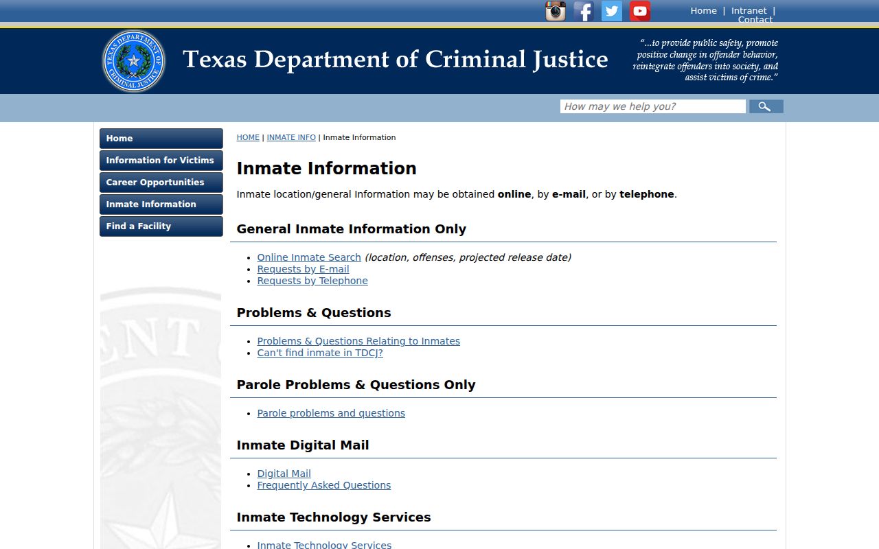 Harrison County criminal history TDCJ custody channels for Marshall records
