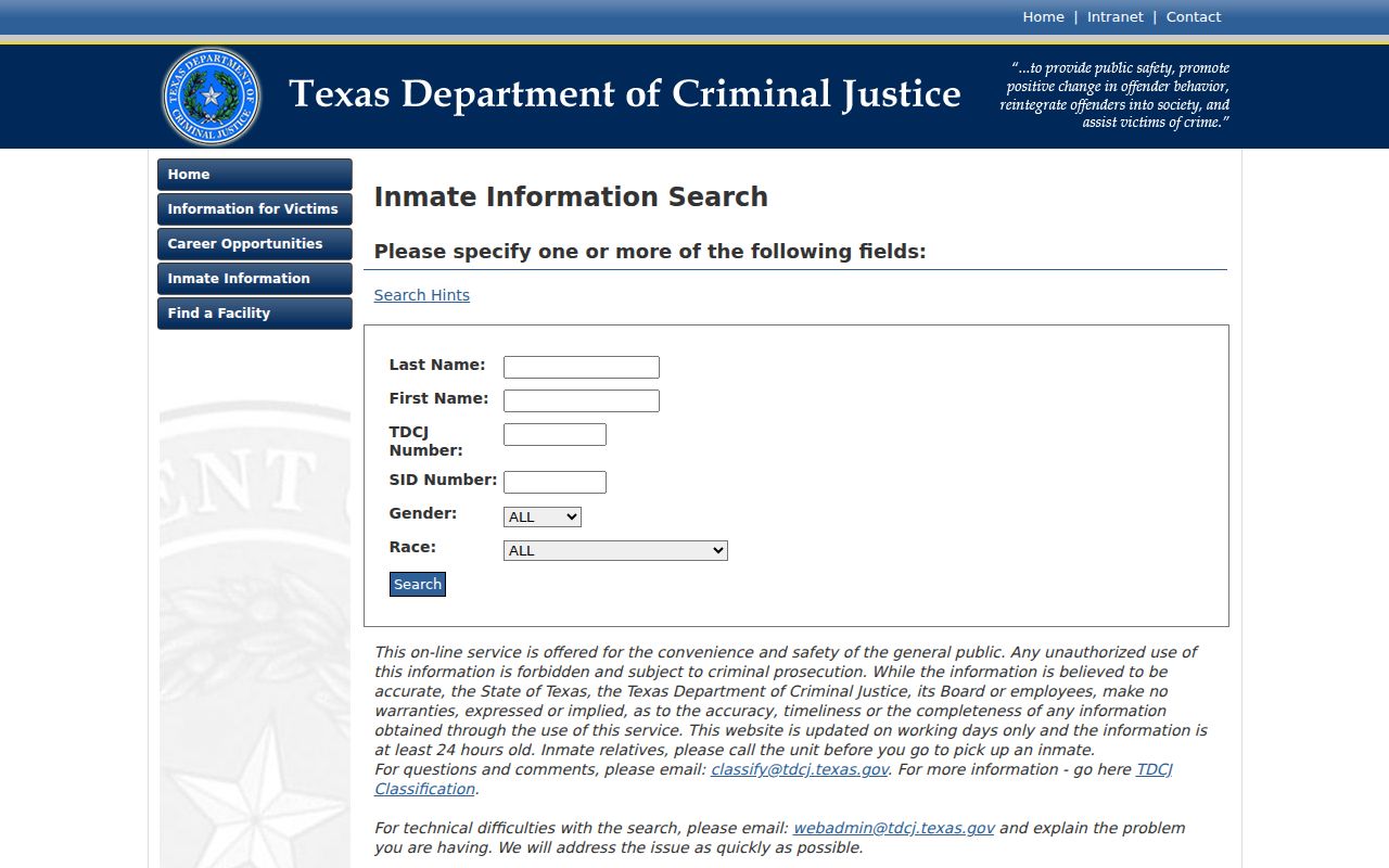 Harrison County sex offender lookup compared with TDCJ custody records