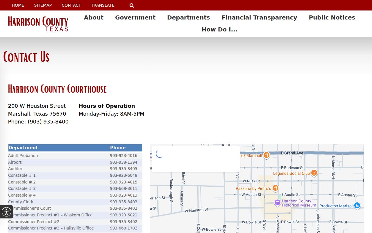 Harrison County criminal records courthouse contact directory