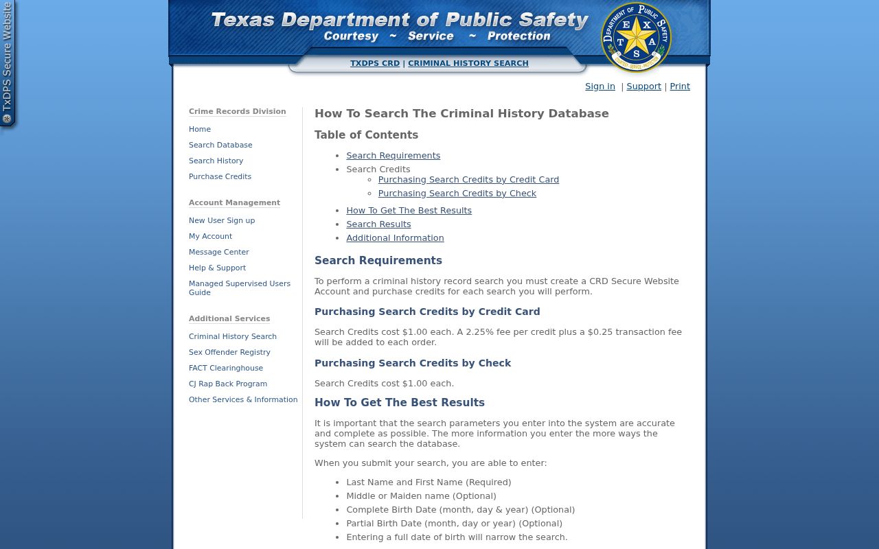 Harrison County criminal history public conviction search requirements
